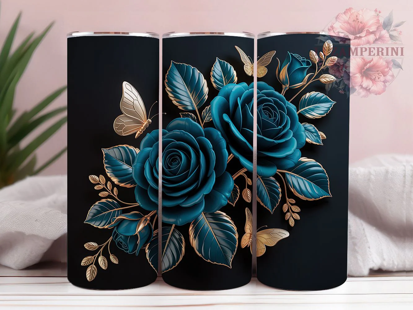 Abstract Butterfly Rose Tumbler, Rose Design, Abstract Style, Floral Artwork, Colorful Pattern, 20Oz Tumbler, Sublimation Wrap
