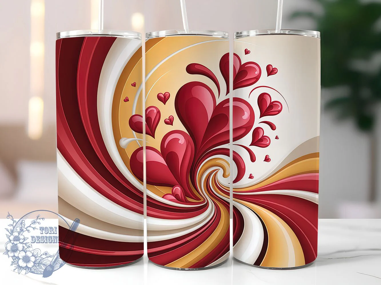 Abstract Heart Valentine Tumbler, Abstract Heart, Romantic Theme, Modern Love, Artistic Design, 20Oz Tumbler, Sublimation Wrap