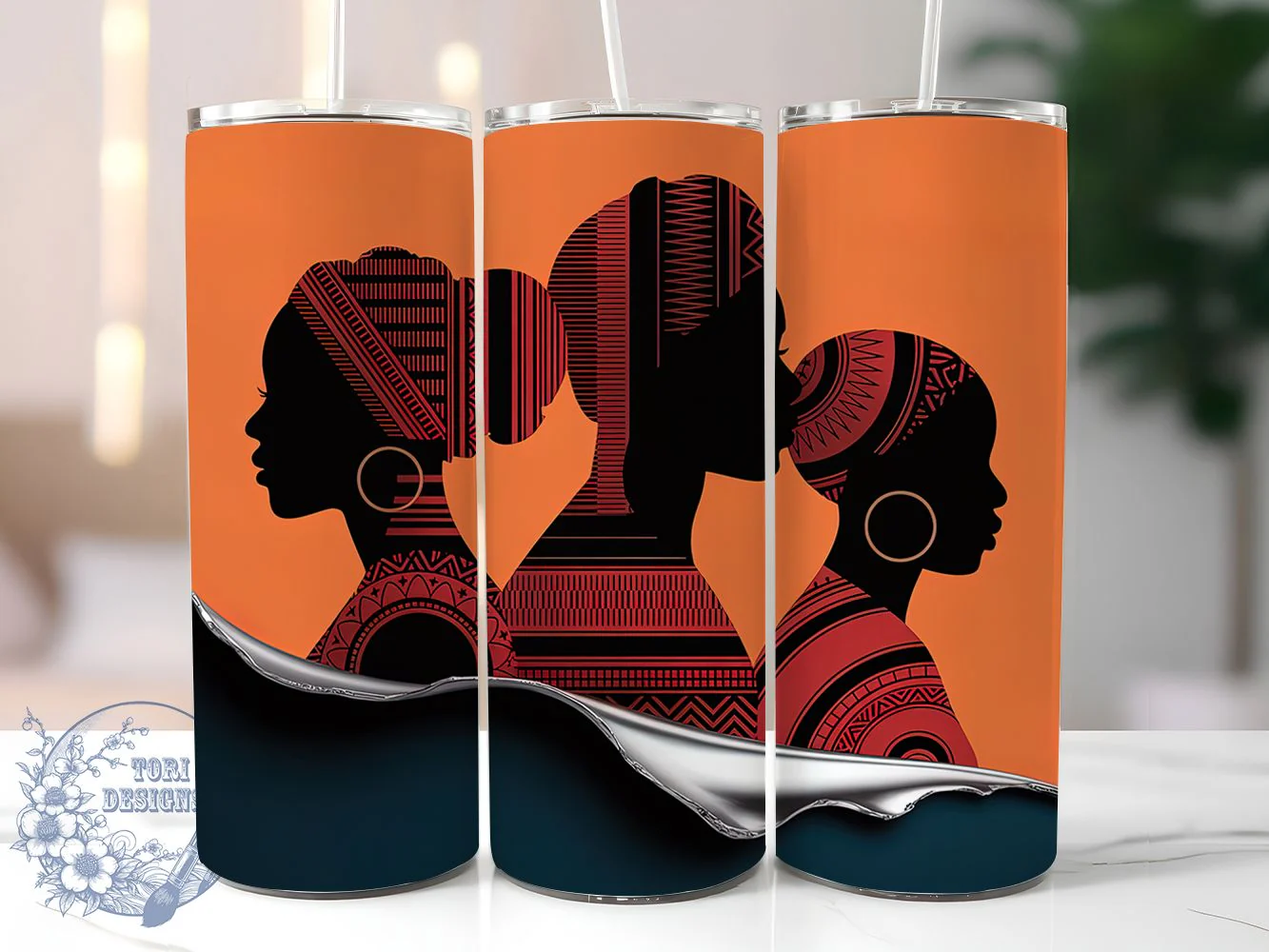 Afrocentric Melanin Pride Tumbler, Afrocentric Women, Silhouette Art, Melanin Pride, African Pattern, Tumbler Wrap, Sublimation Design