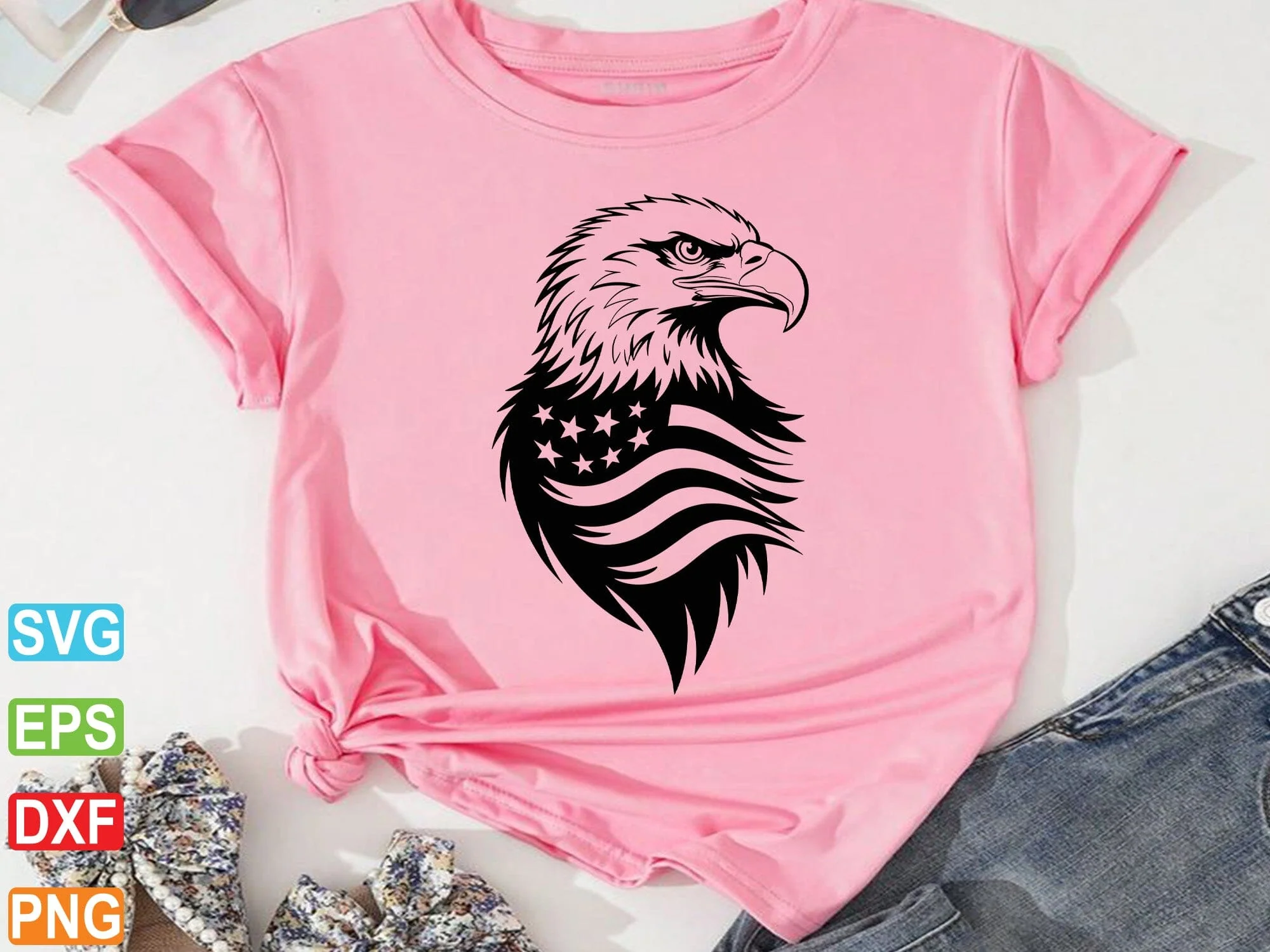 American Eagle Flag SVG, Distressed American - Image 3