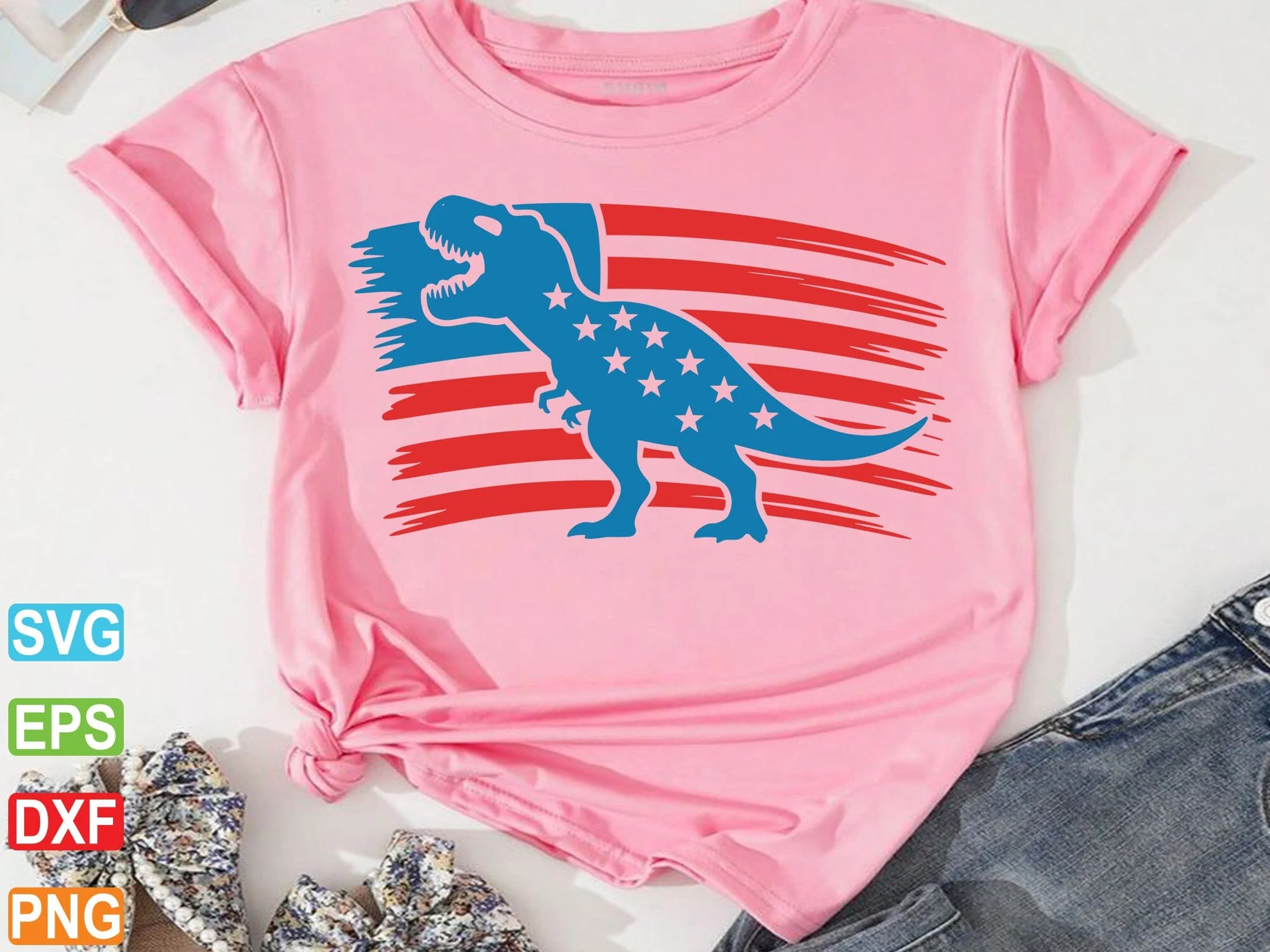 American Flag Dinosaur SVG PNG, 4th of July - Image 3