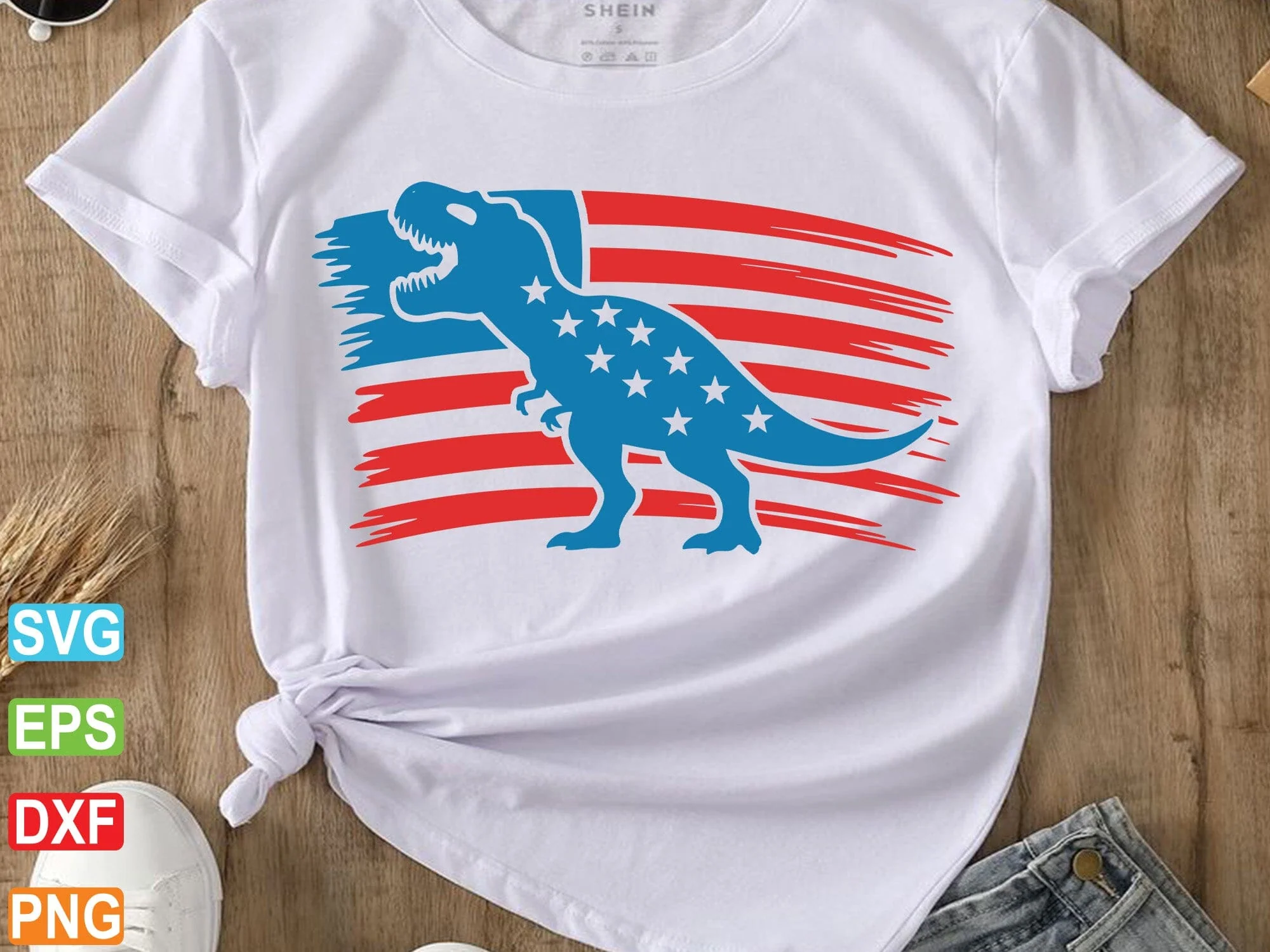 American Flag Dinosaur SVG PNG, 4th of July - Image 4