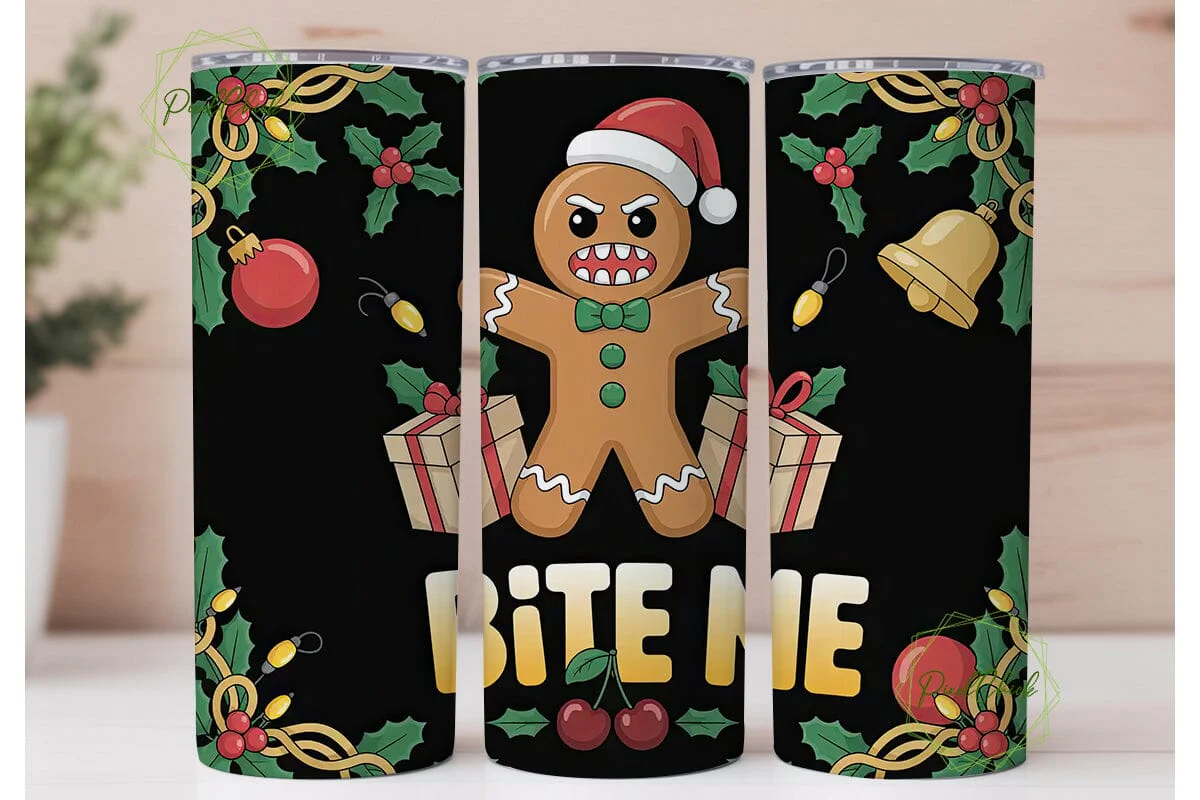 Angry Gingerbread Christmas Tumbler Wrap