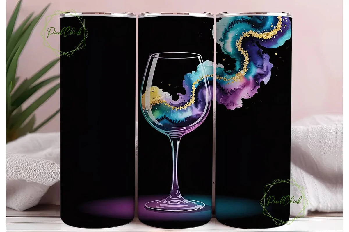 Aquarius Wine Glass 20oz Tumbler Wrap