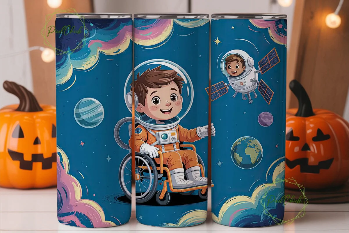 Astronaut in Wheelchair Tumbler Wrap - Image 2