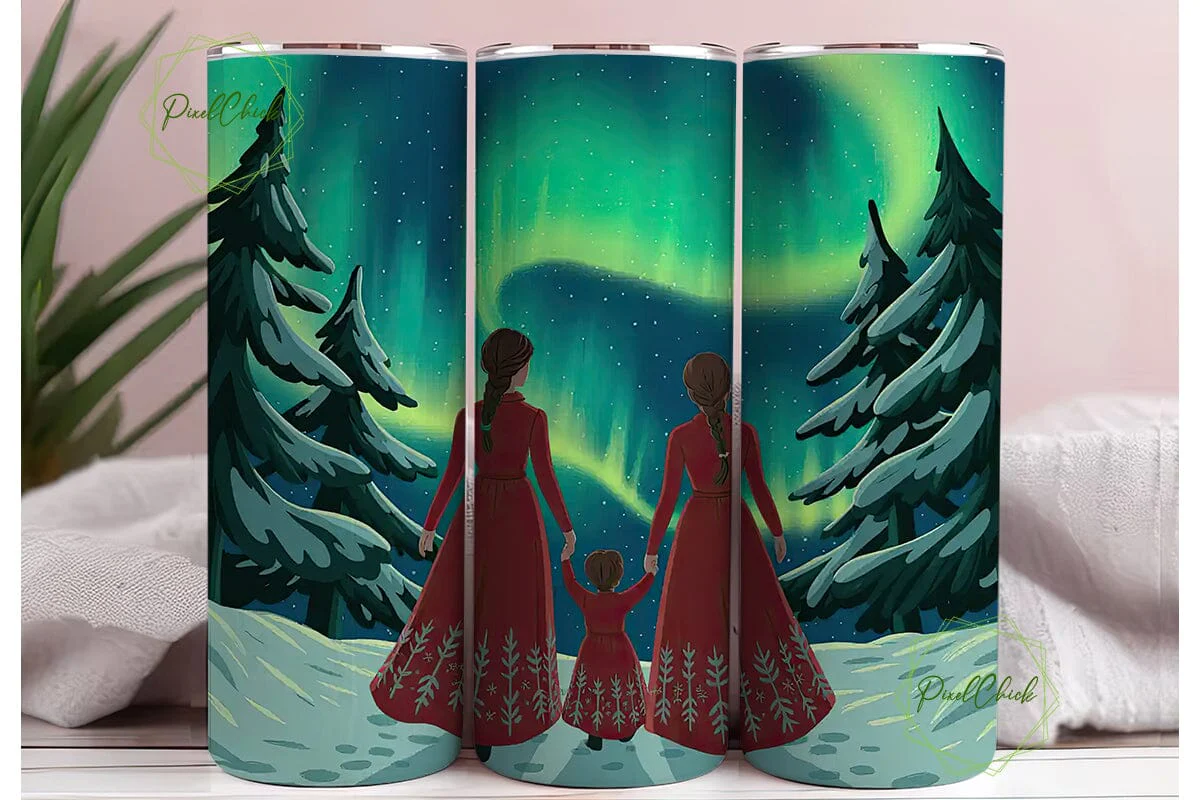 Aurora Borealis Family 20oz Tumbler Wrap - Image 3