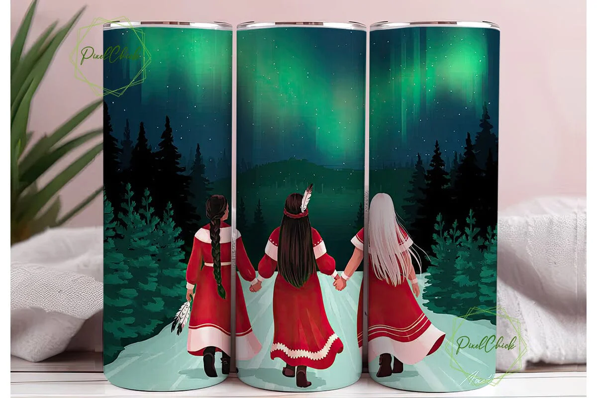 Aurora Borealis Indigenous Women Tumbler - Image 3