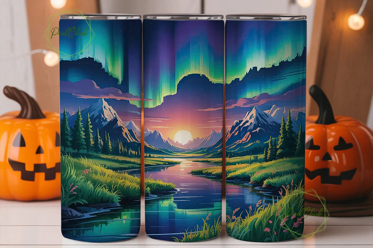 Aurora Borealis Landscape 20oz Tumbler - Image 2
