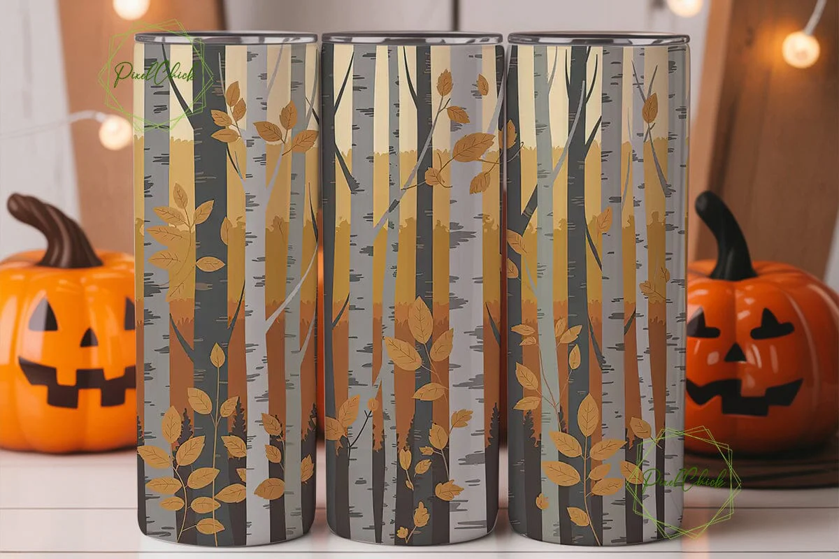 Autumn Birch Trees 20oz Tumbler Wrap - Image 2
