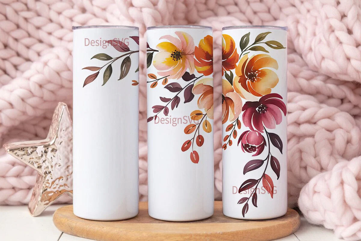 Autumn Floral Watercolor 20oz Tumbler