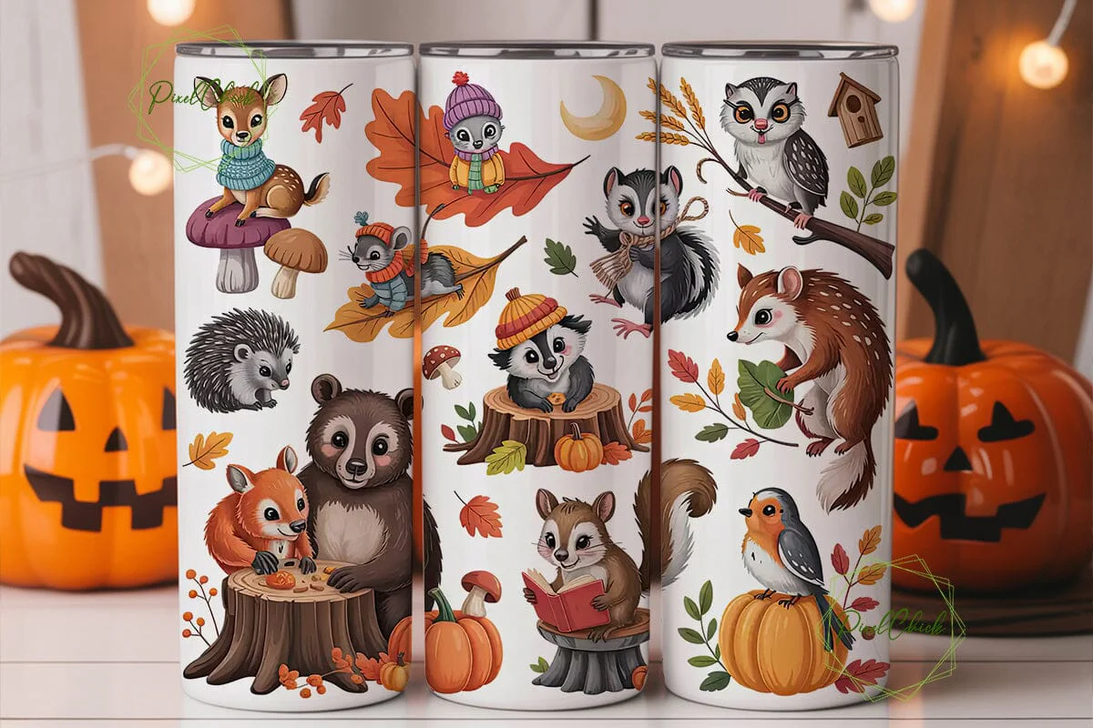 Autumn Forest Animals Tumbler Wrap - Image 3