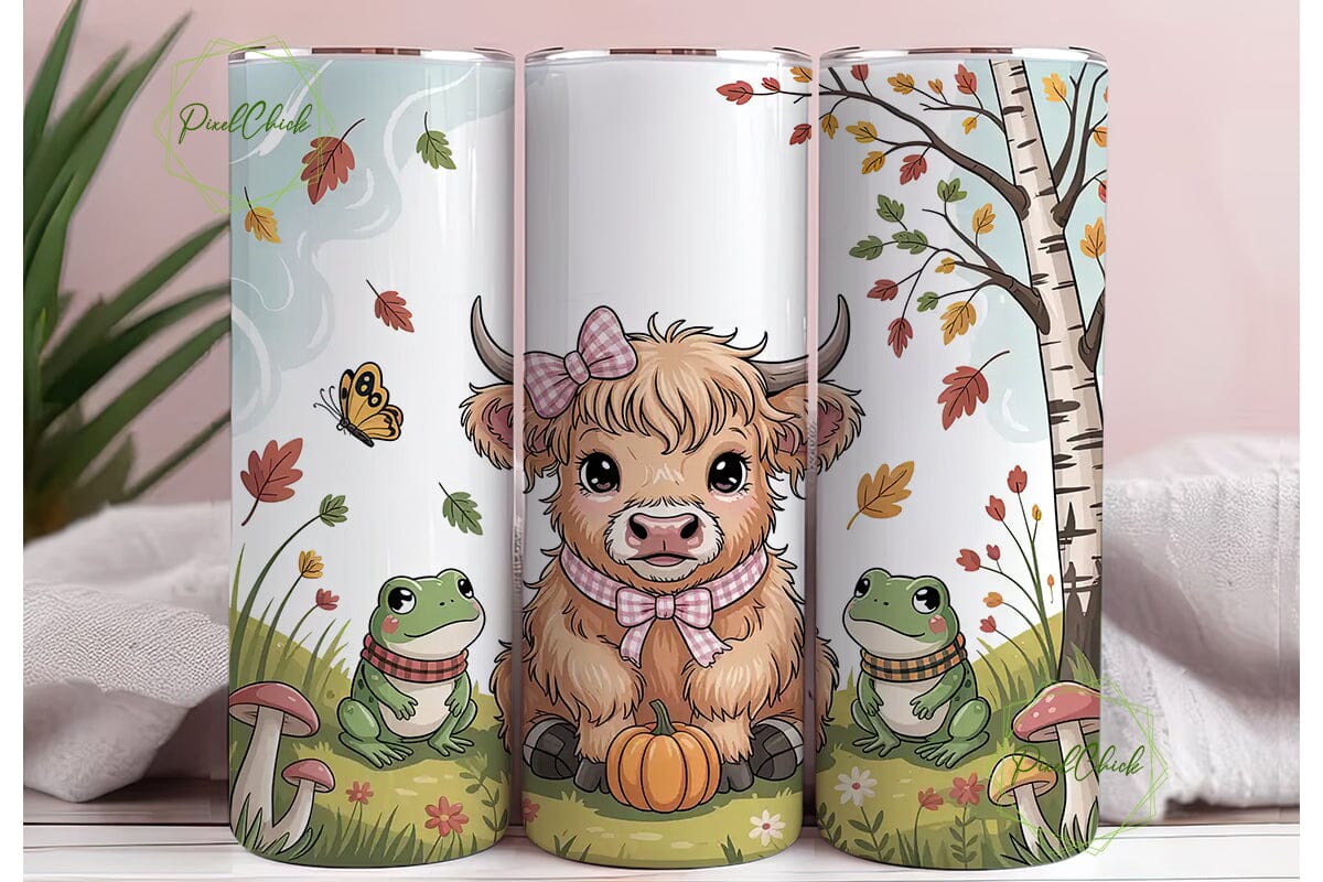 Autumn Highland Cow & Frog 20oz Tumbler