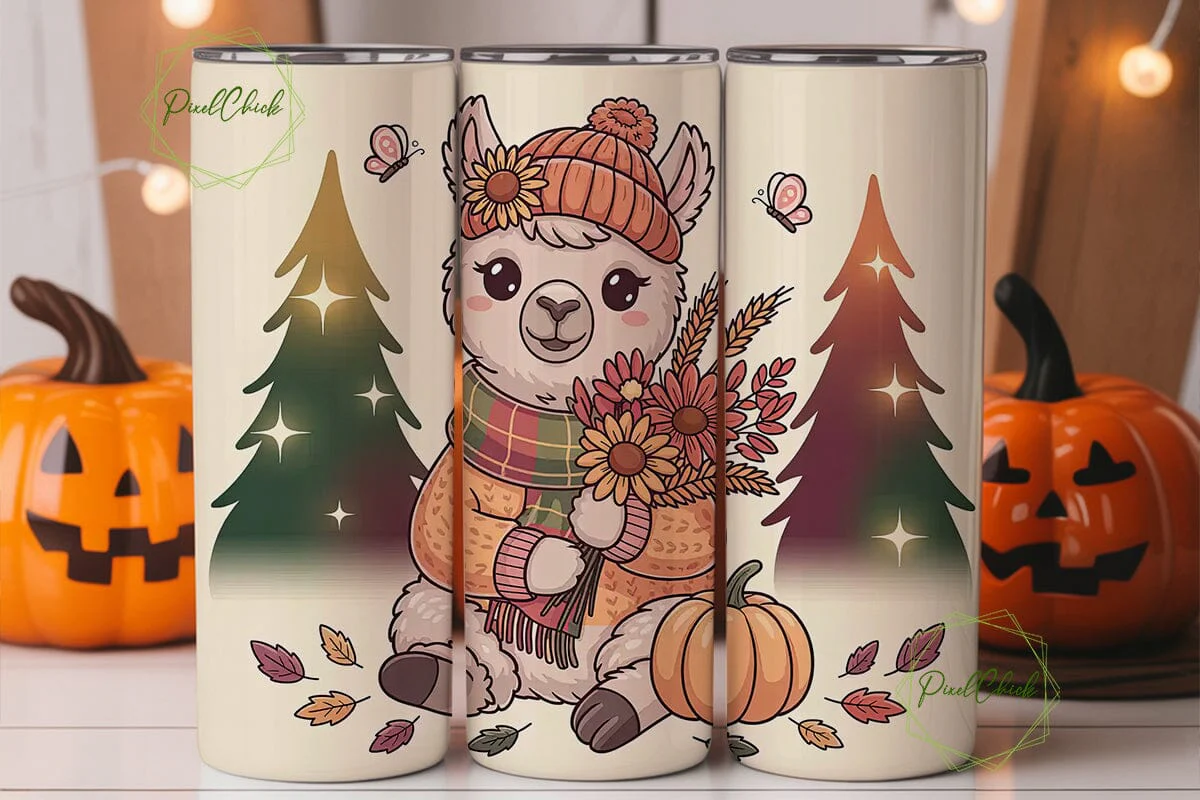 Autumn Llama 20oz Tumbler Wrap - Image 3