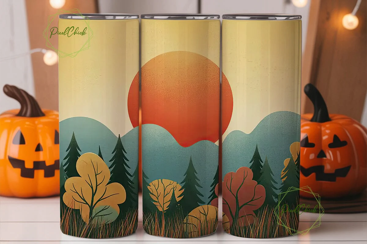 Autumn Mountain Sunset 20oz Tumbler Wrap - Image 2
