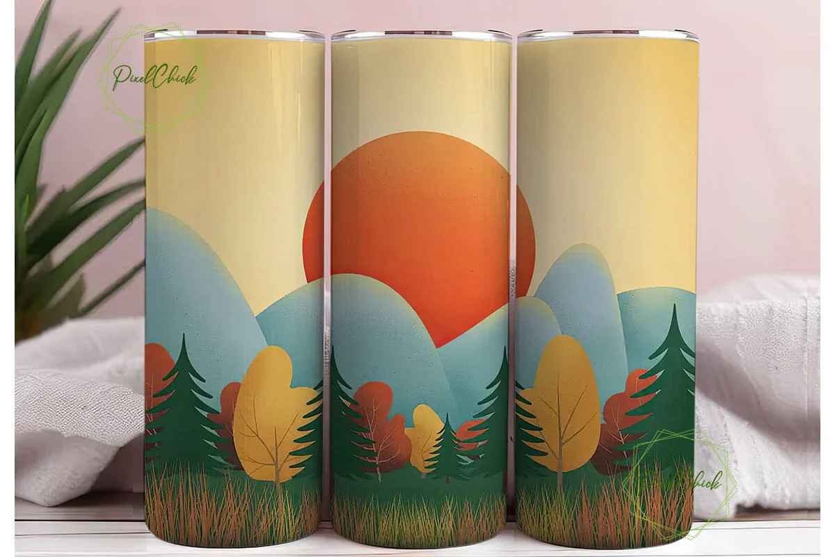 Autumn Mountain Sunset 20oz Tumbler Wrap - Image 3