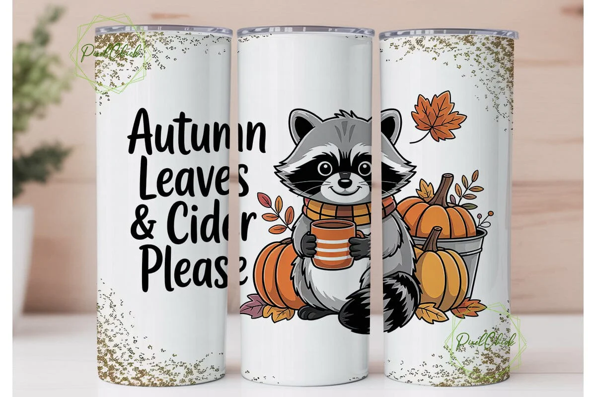 Autumn Raccoon & Cider 20oz Tumbler - Image 2