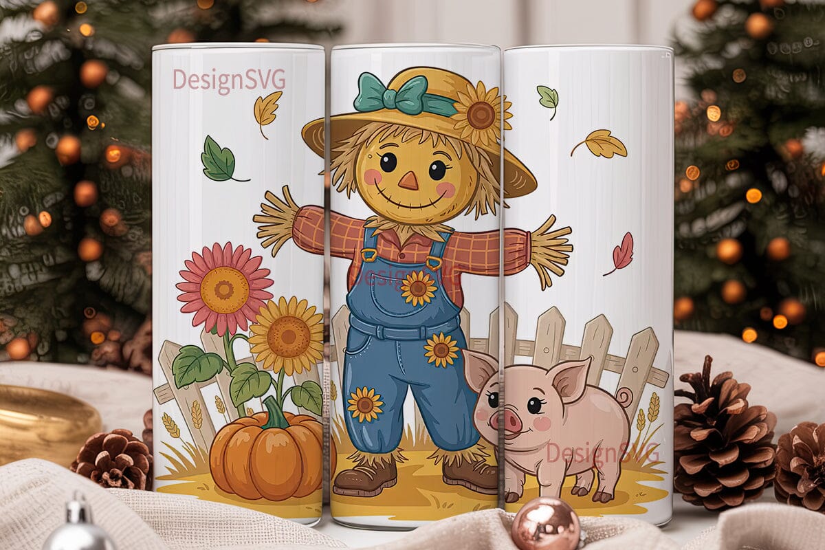 Autumn Scarecrow 20oz Tumbler Wrap - Image 2