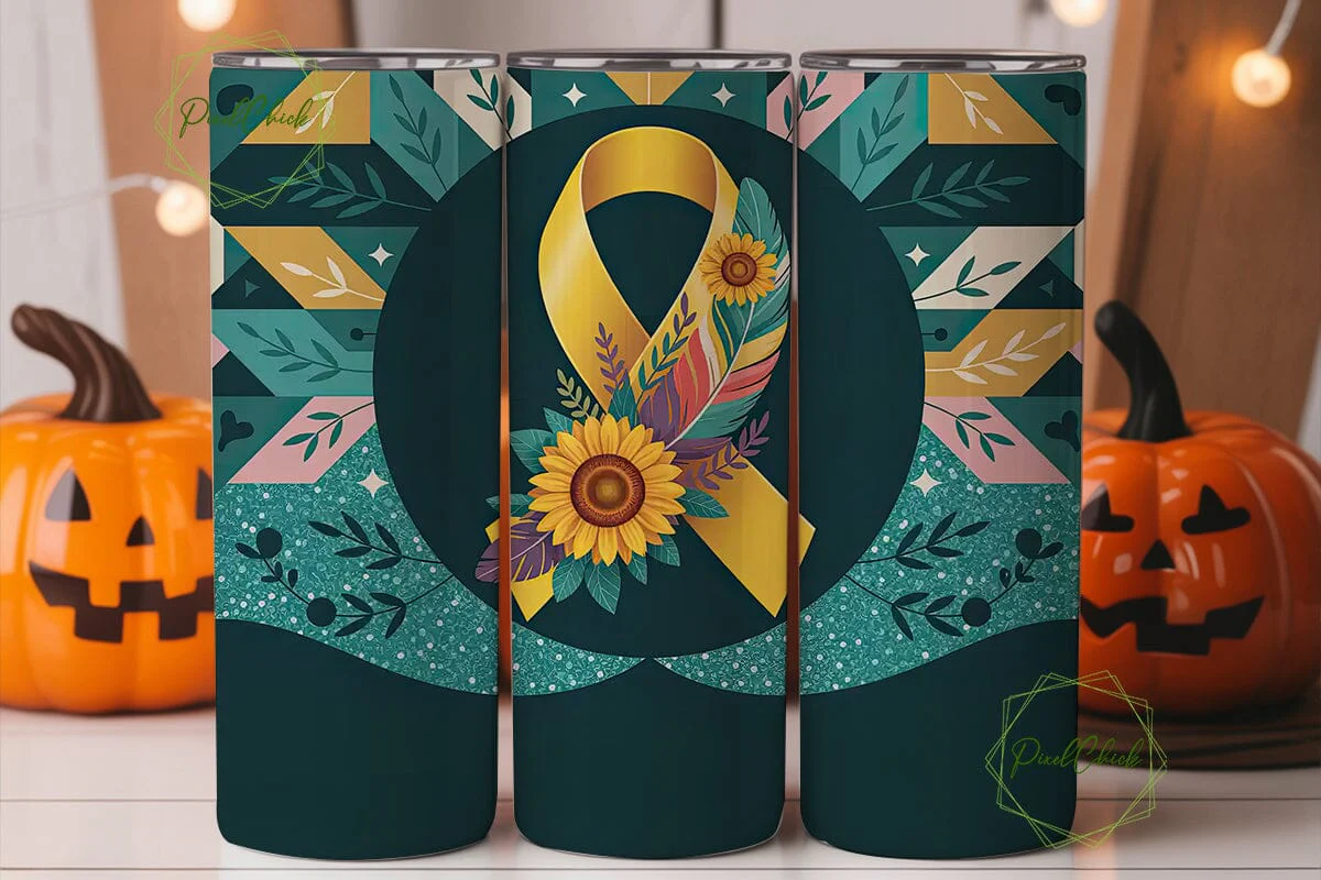 Awareness Ribbon Floral Tumbler Wrap - Image 2