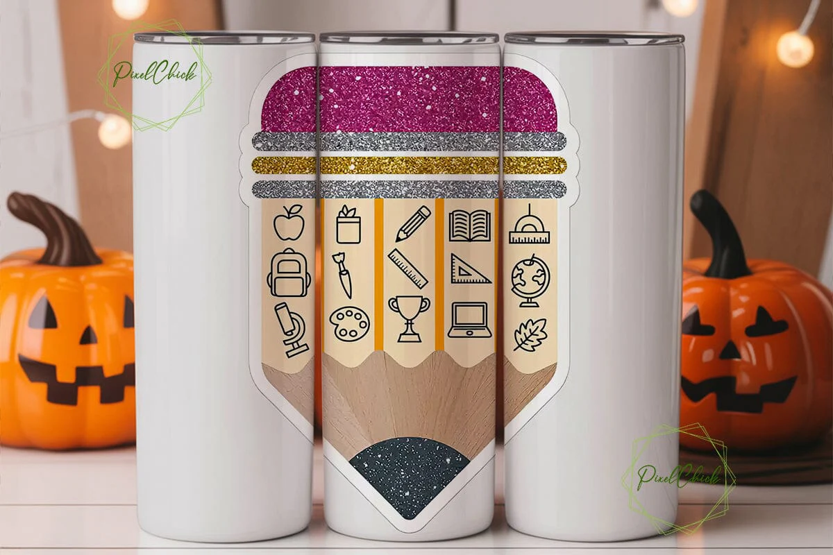 Back to School Pencil 20oz Tumbler Wrap - Image 3
