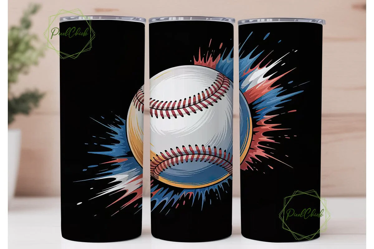 Baseball Splash 20oz Tumbler Wrap - Image 2