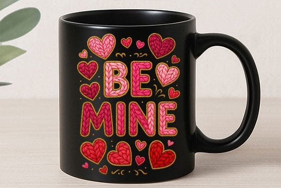 Be Mine Knitted Heart Valentine PNG - Image 3