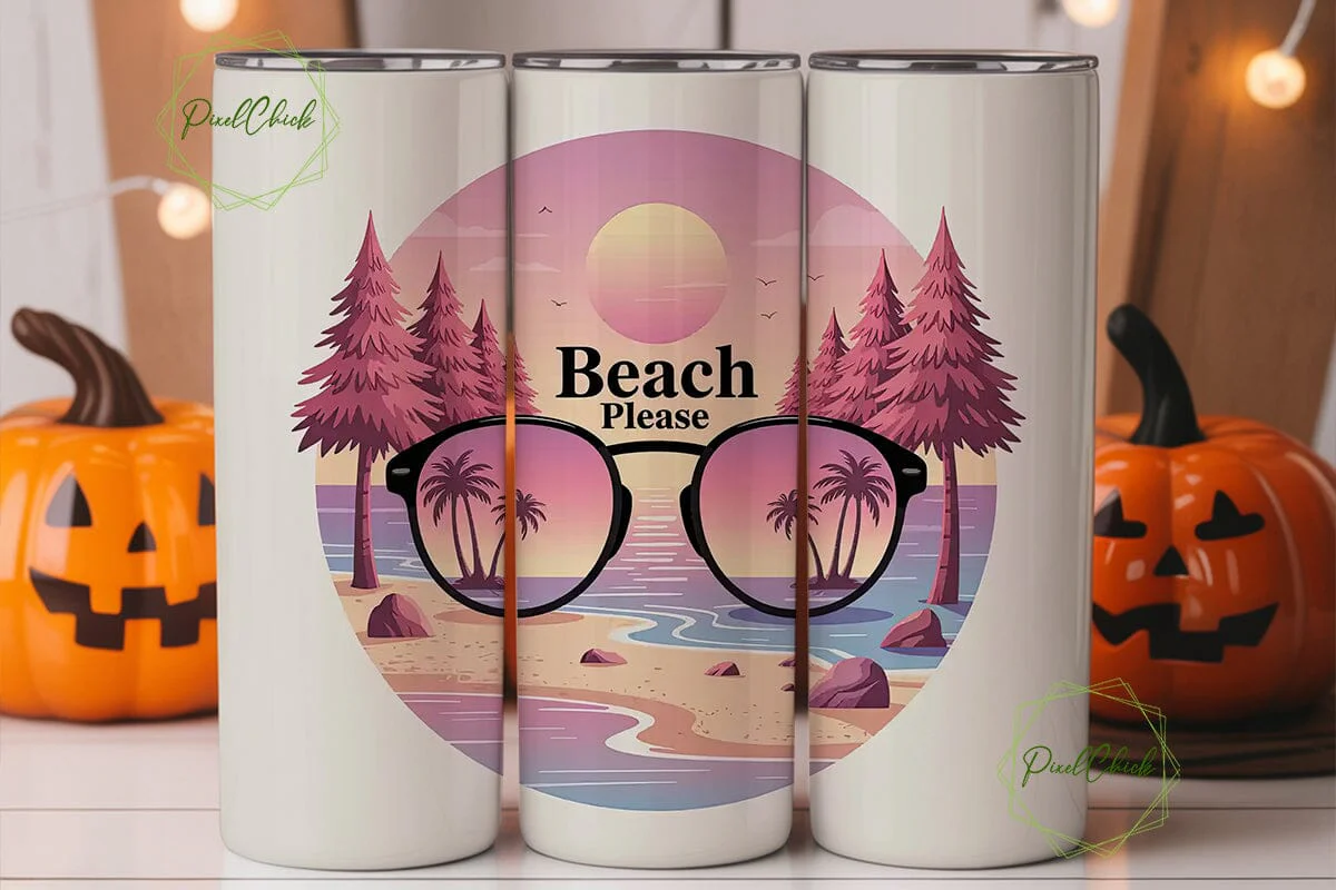 Beach Please 20oz Tumbler Wrap - Image 2