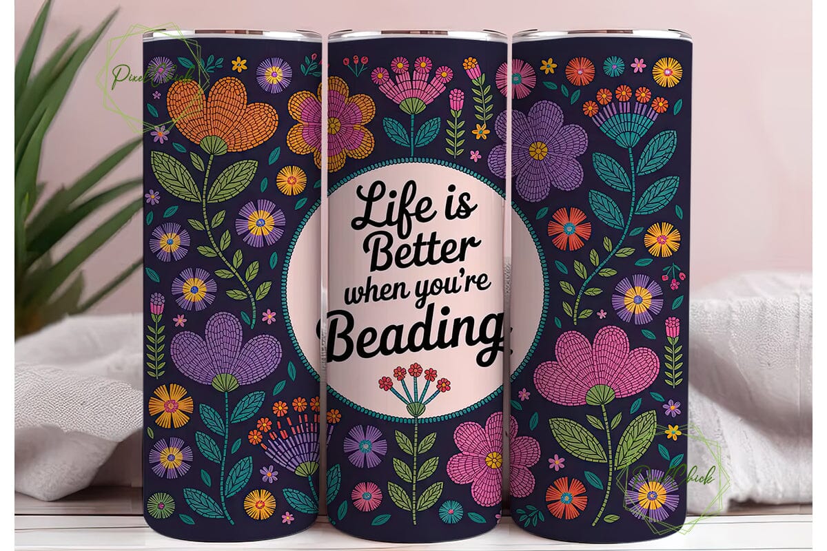 Beaded Floral 20oz Tumbler Wrap - Image 3