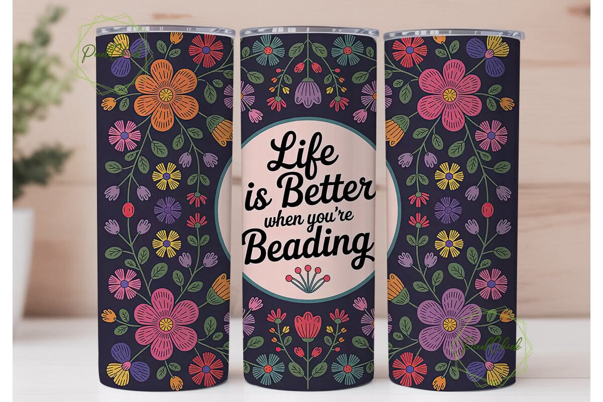 Beaded Floral 20oz Tumbler Wrap