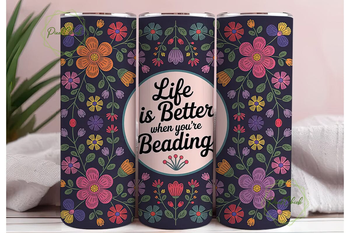 Beaded Floral 20oz Tumbler Wrap - Image 3