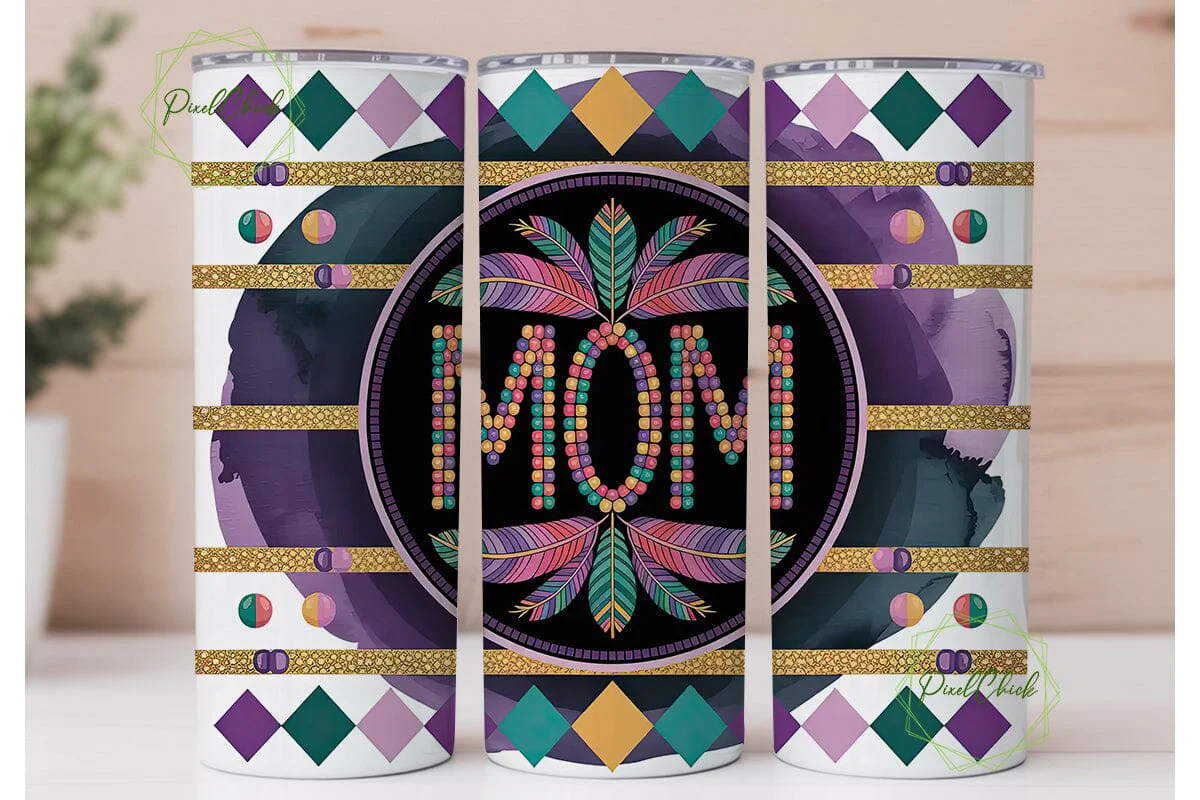 Beaded Mom Tumbler Design