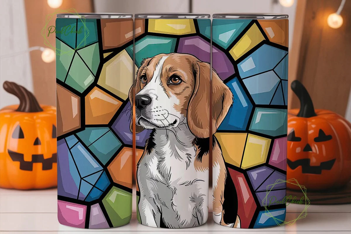 Beagle Stained Glass 20oz Tumbler - Image 3