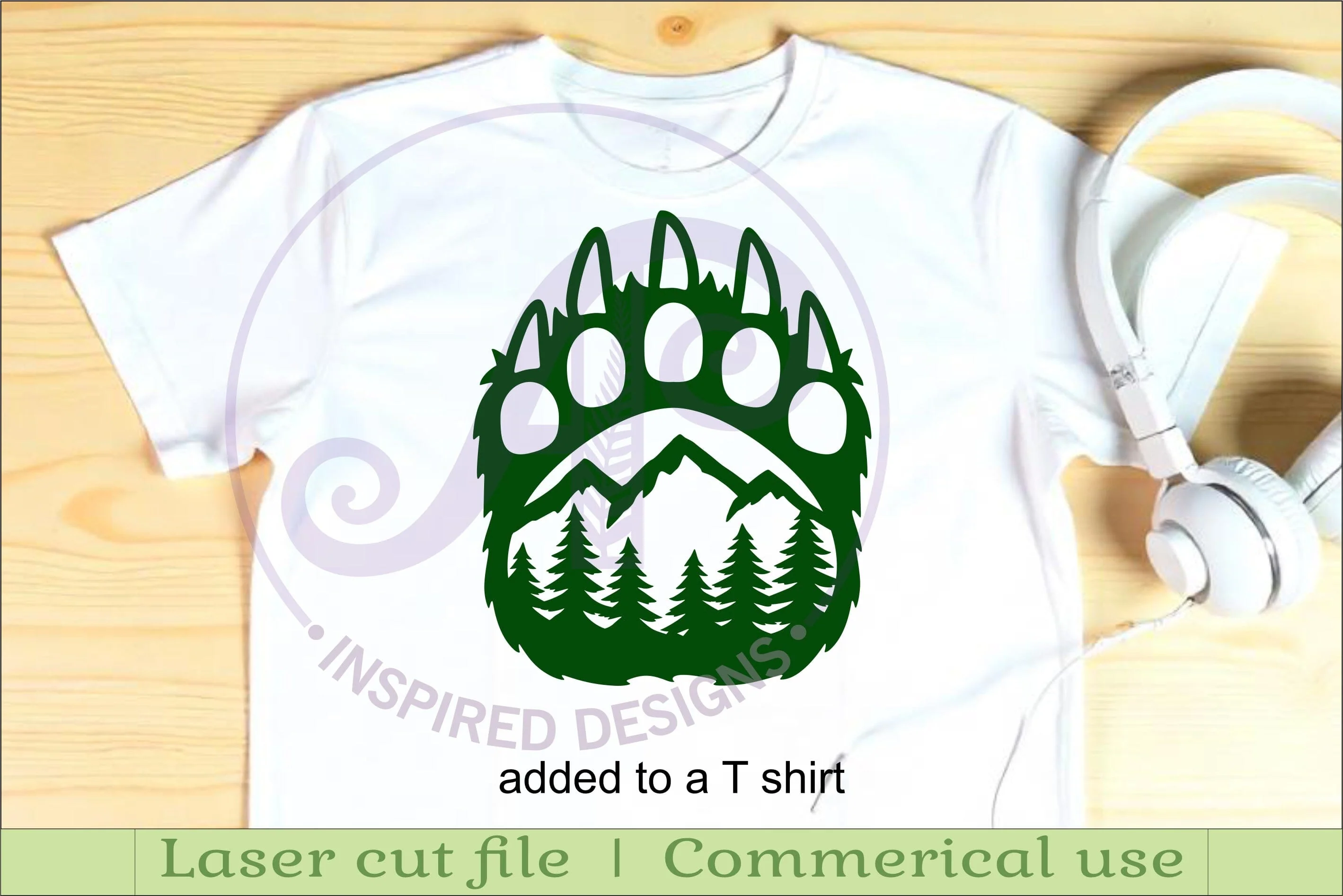 Bear paw print mountain scene wall sign - Image 3