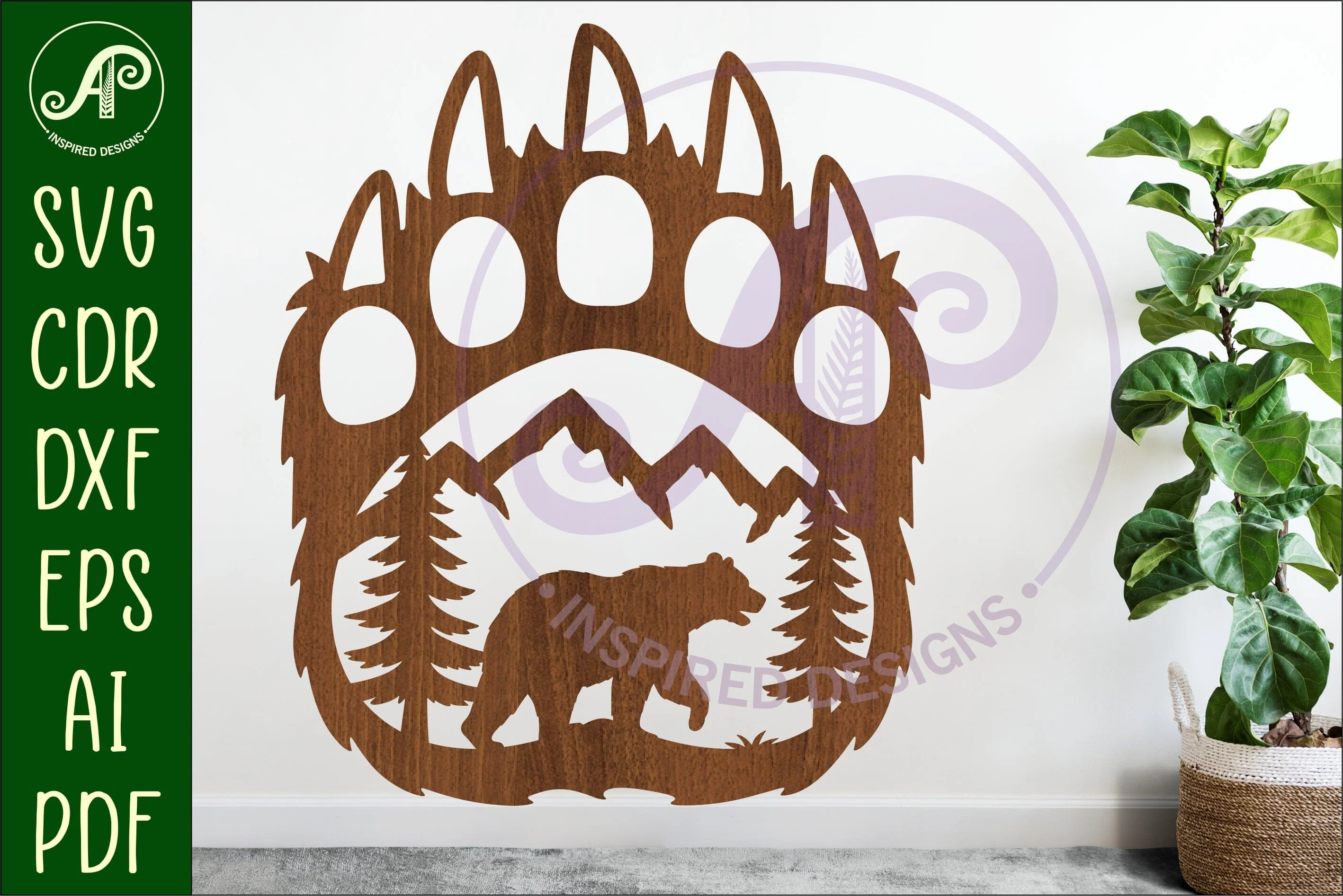 Bear paw print with Bear  wall sign