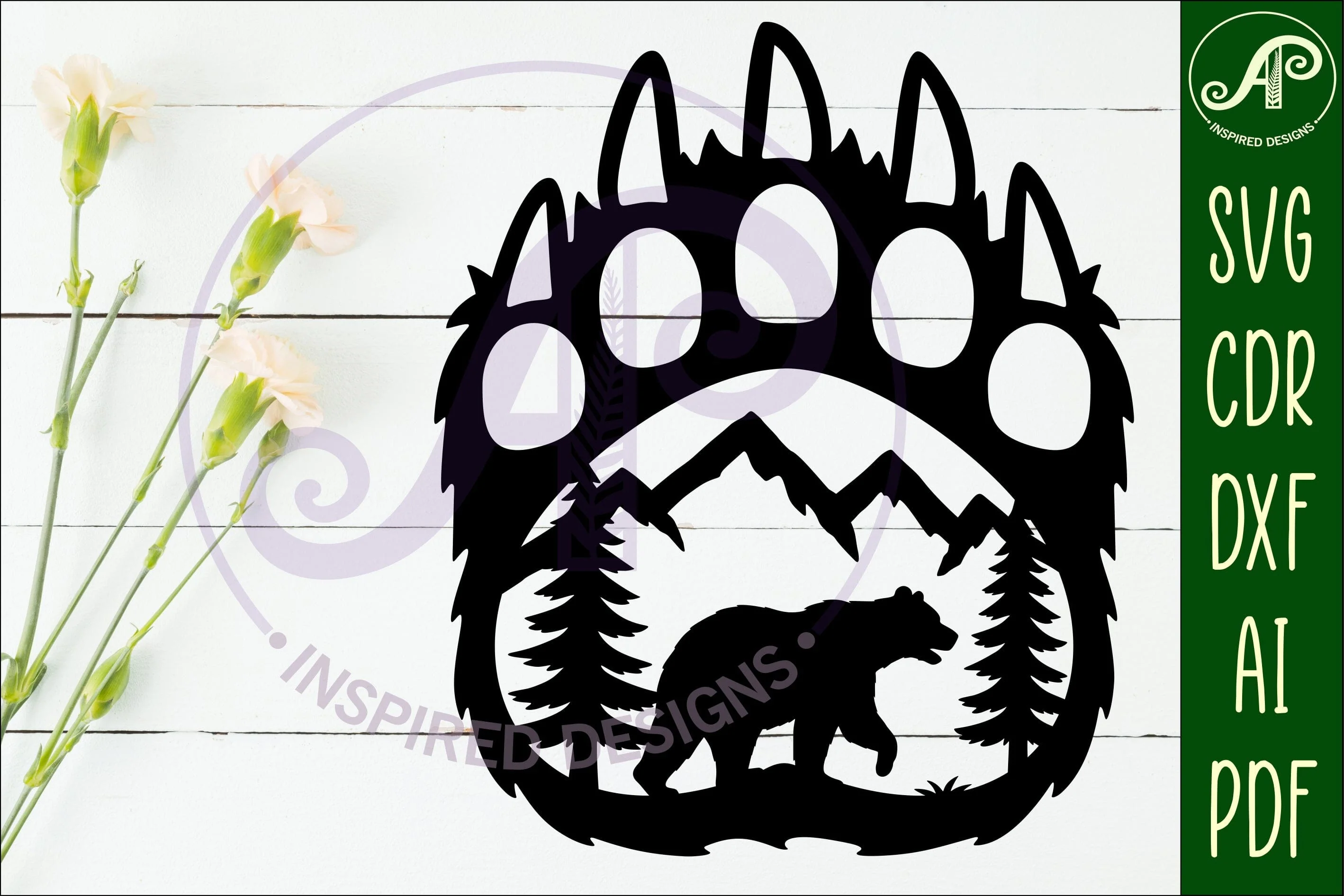 Bear paw print with Bear  wall sign - Image 2