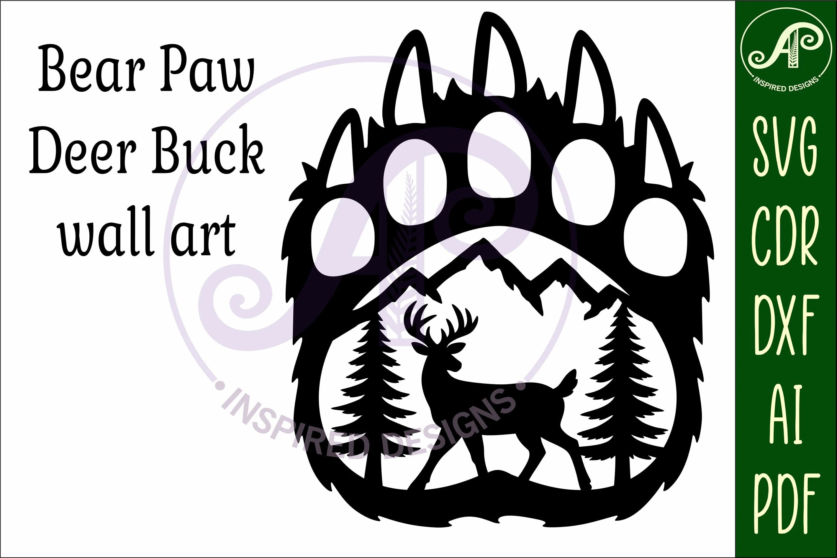 Bear paw print with Deer Buck wall sign - Image 5