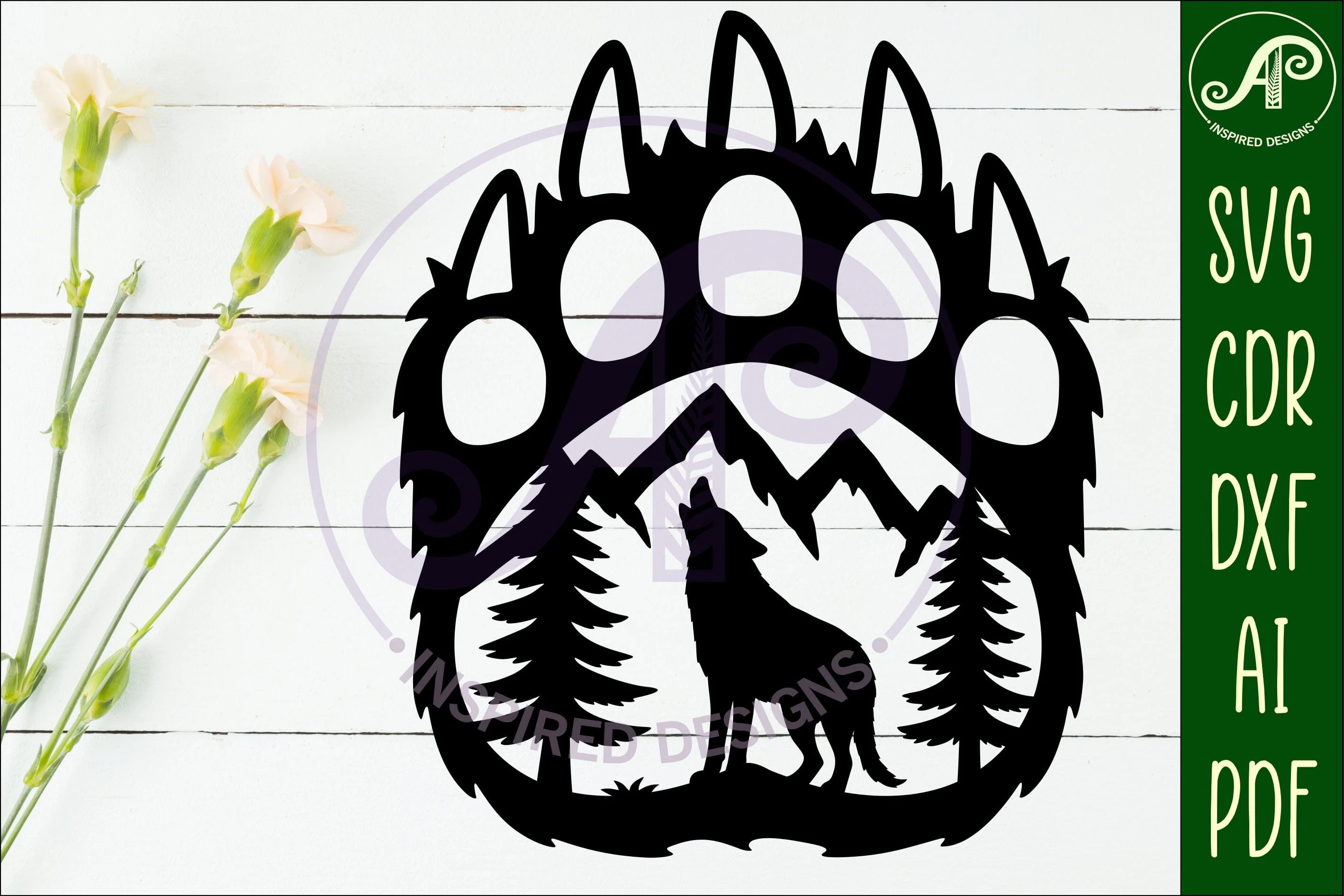 Bear paw print with Wolf wall sign - Image 2