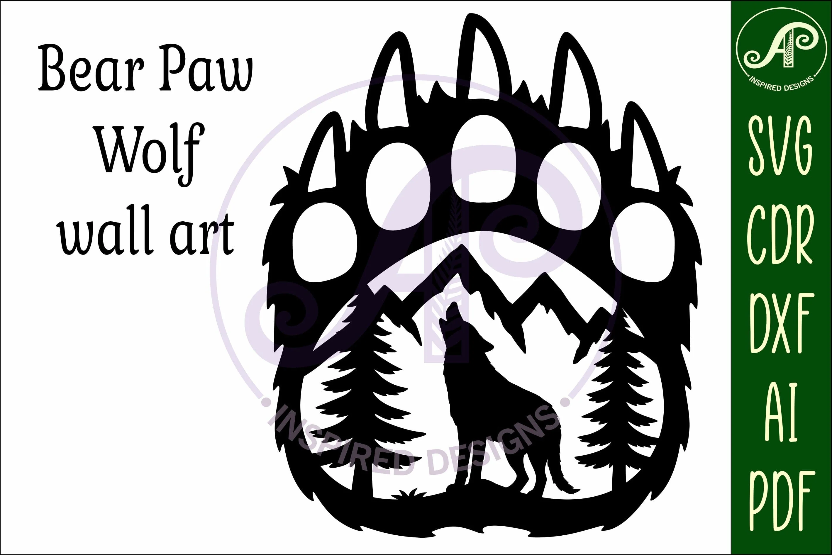 Bear paw print with Wolf wall sign - Image 5