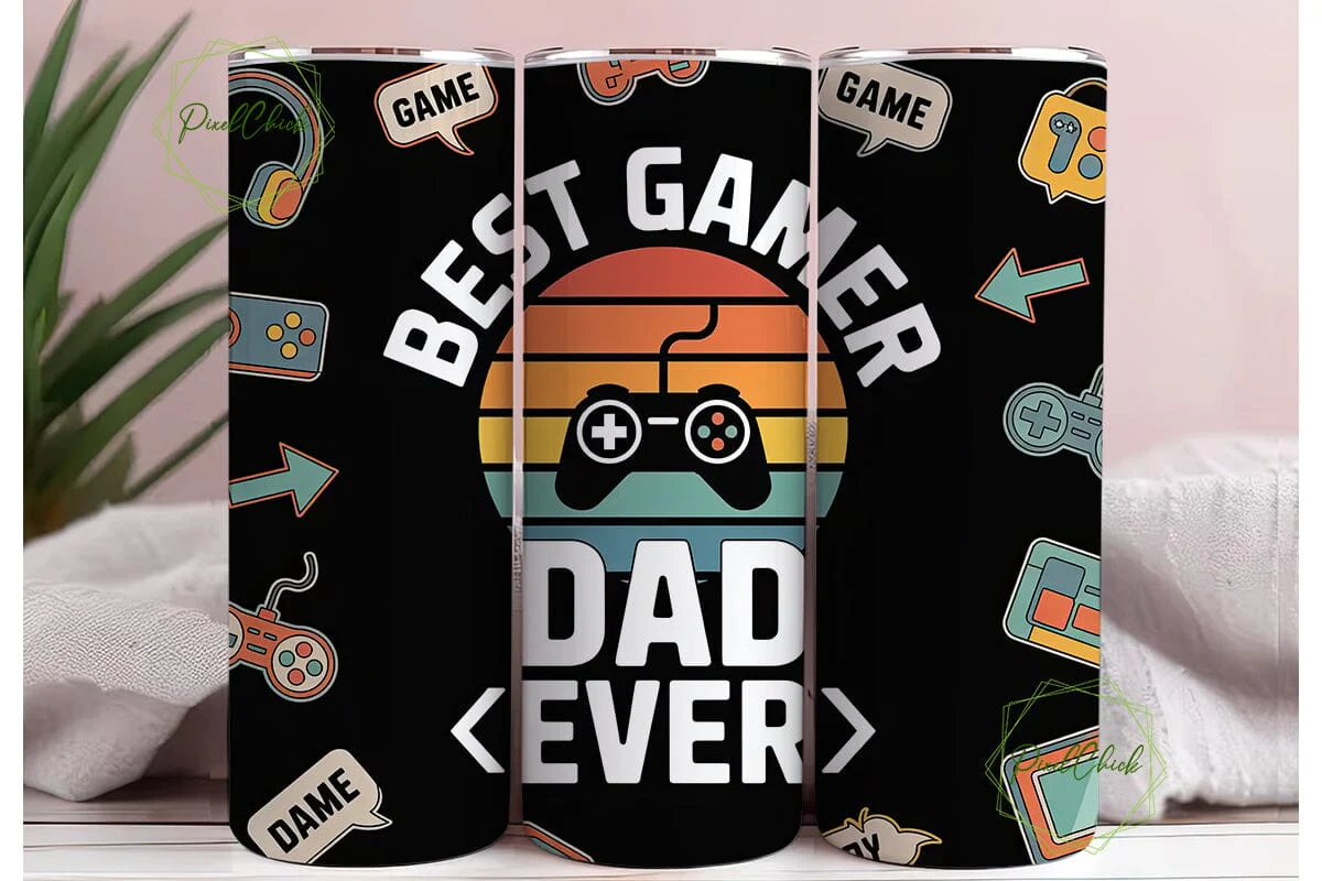 Best Gamer Dad 20oz Tumbler Wrap - Image 3