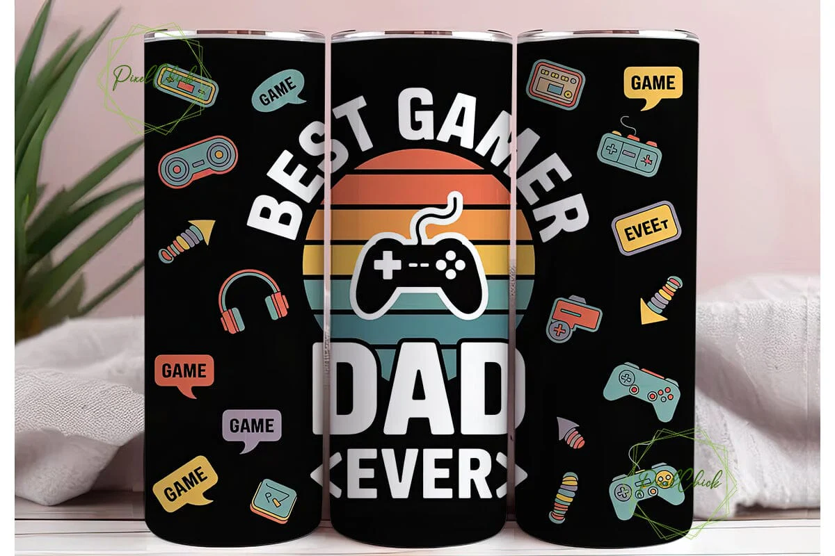 Best Gamer Dad 20oz Tumbler Wrap - Image 3