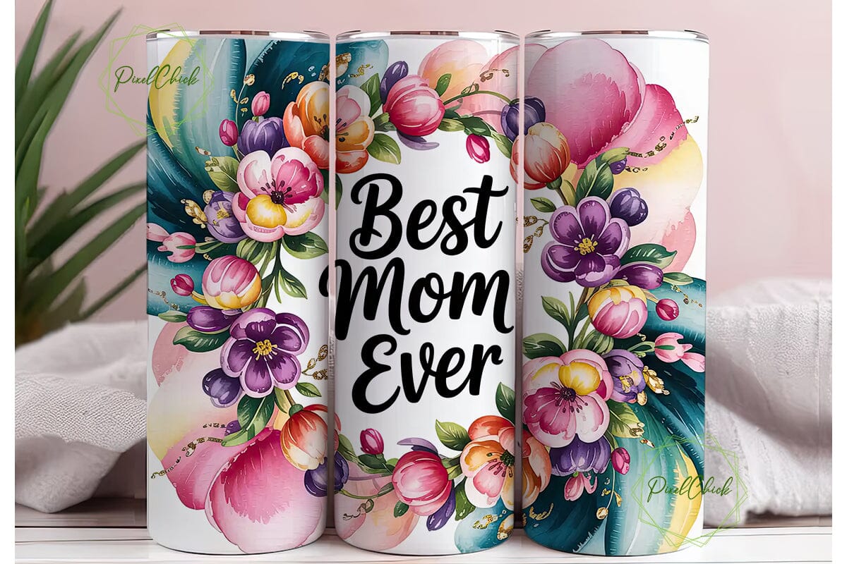 Best Mom Ever Floral 20oz Tumbler Wrap - Image 3