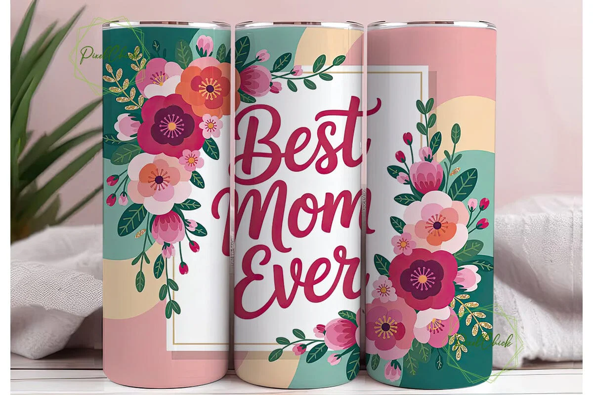 Best Mom Ever Floral 20oz Tumbler Wrap - Image 3