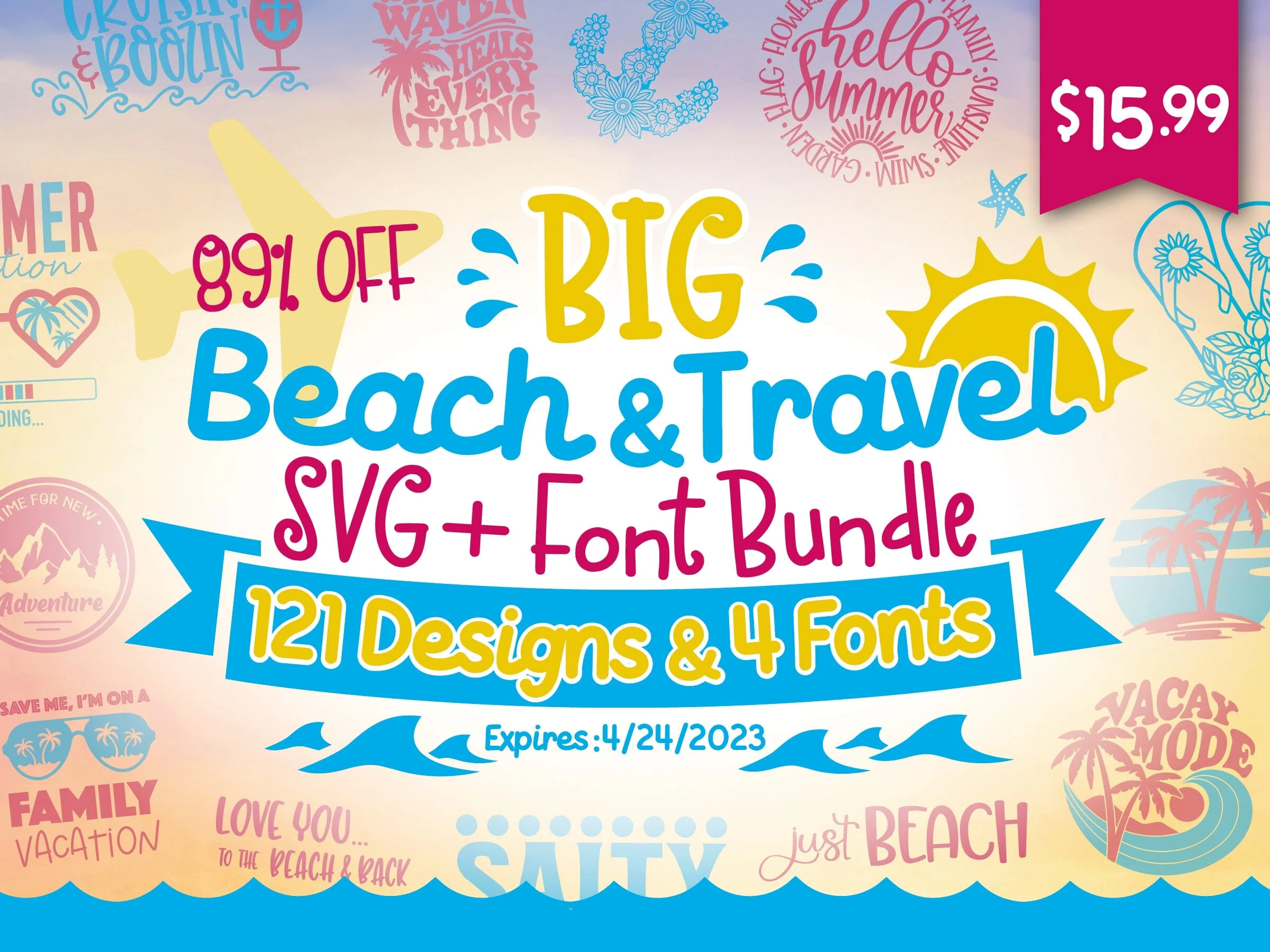 Big Beach & Travel SVG + Font Bundle