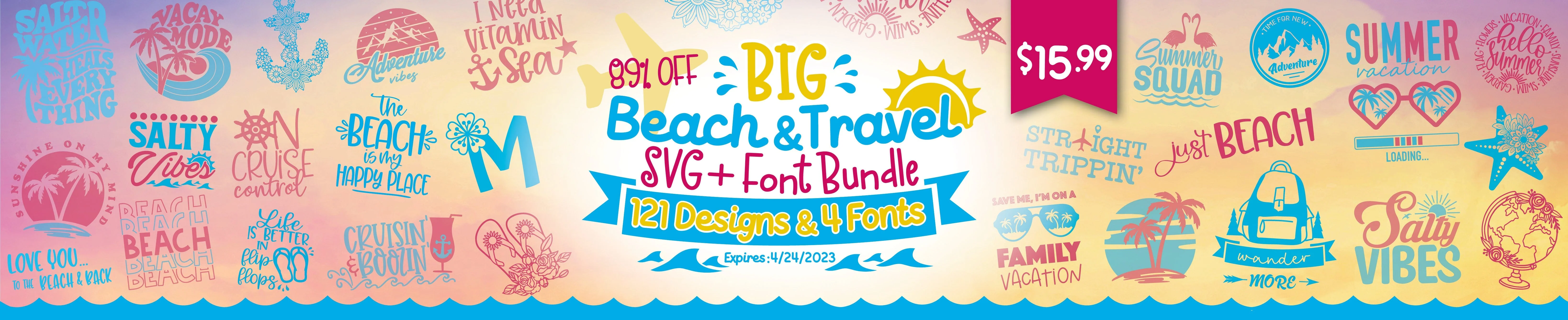 Big Beach & Travel SVG + Font Bundle - Image 2