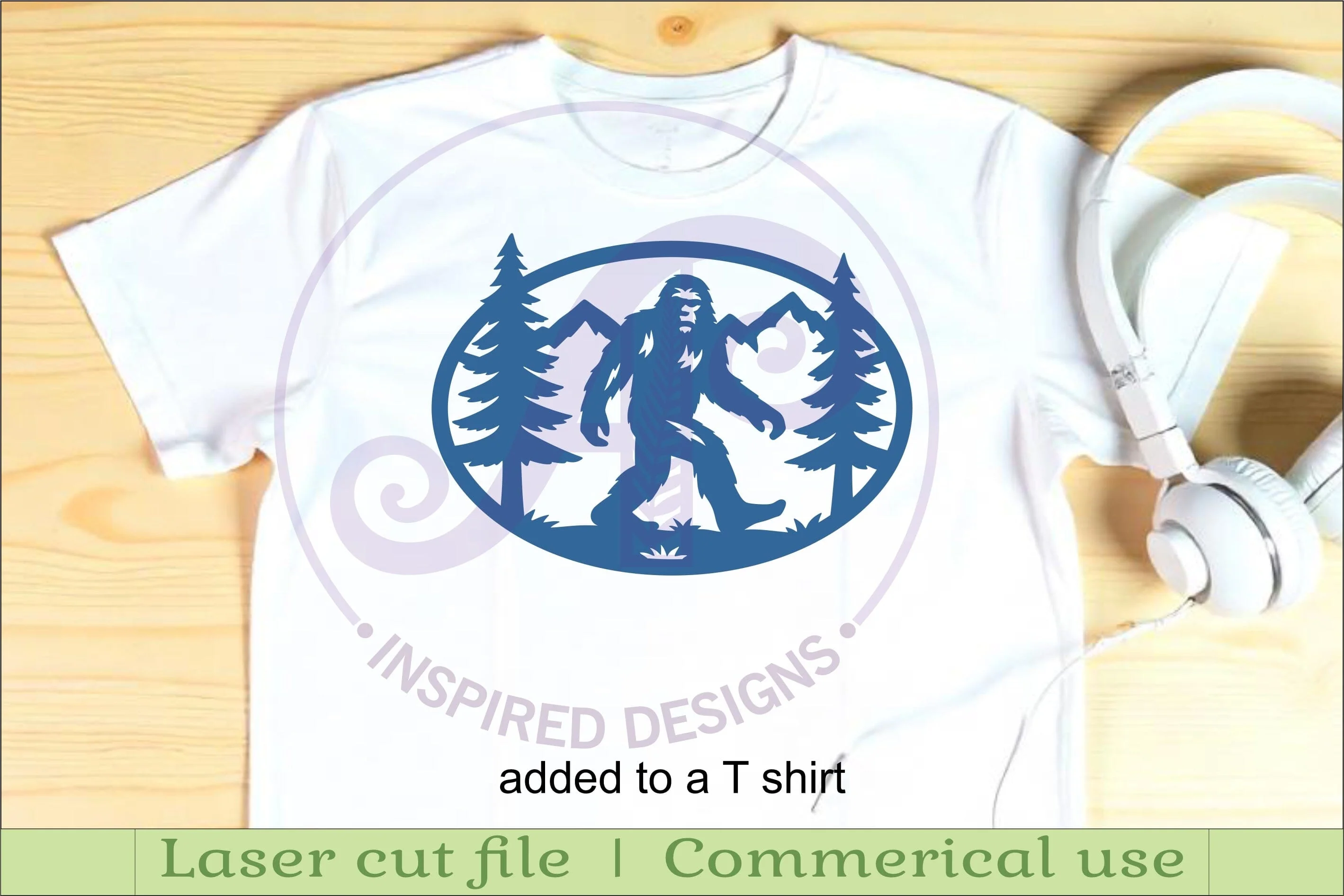 Bigfoot mountain scene Oval wall sign laser cut file - Image 3