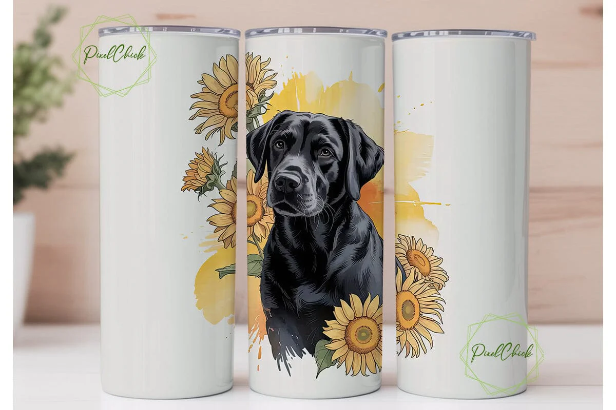 Black Lab & Sunflowers 20oz Tumbler Wrap - Image 2