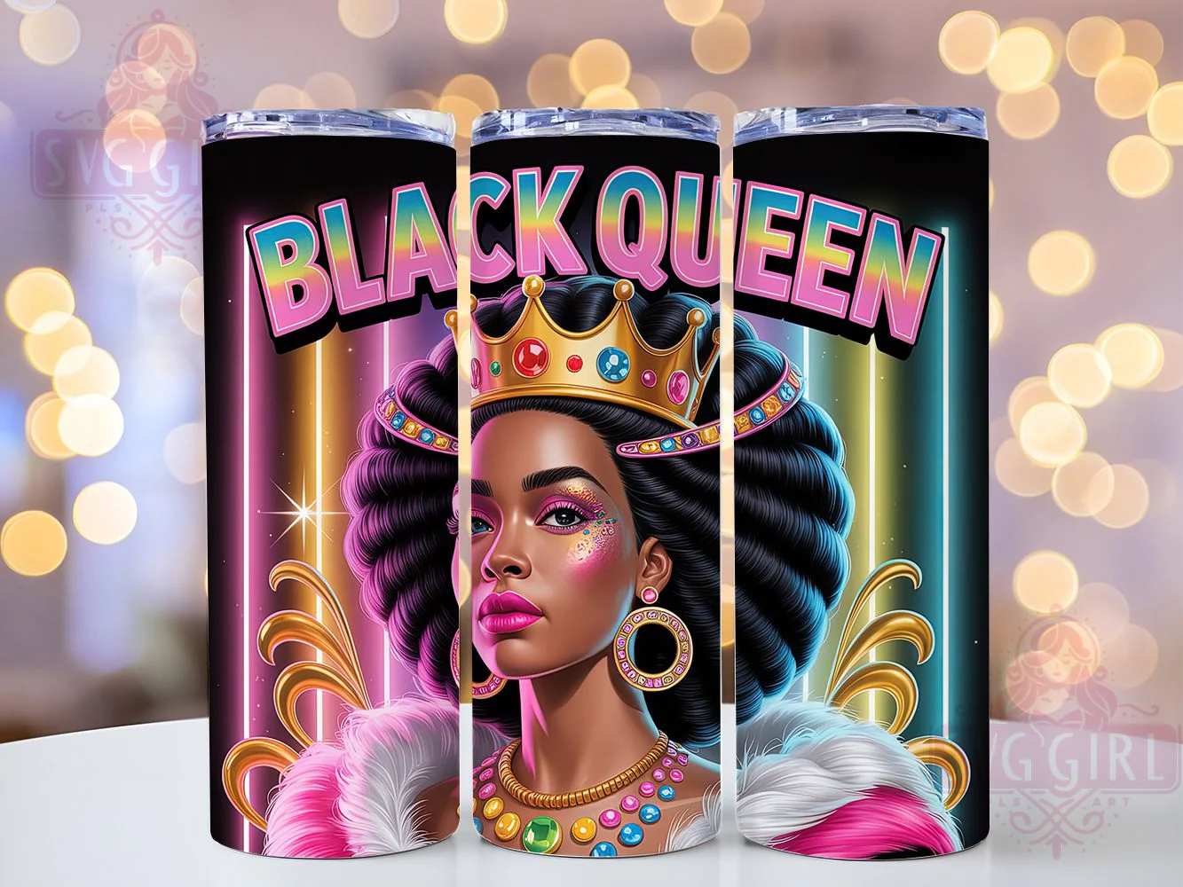 Black Queen Afro Pride Tumbler, Black Woman, Afrocentric Art, Empowerment Theme, Cultural Pride, 20Oz Tumbler, Sublimation Wrap