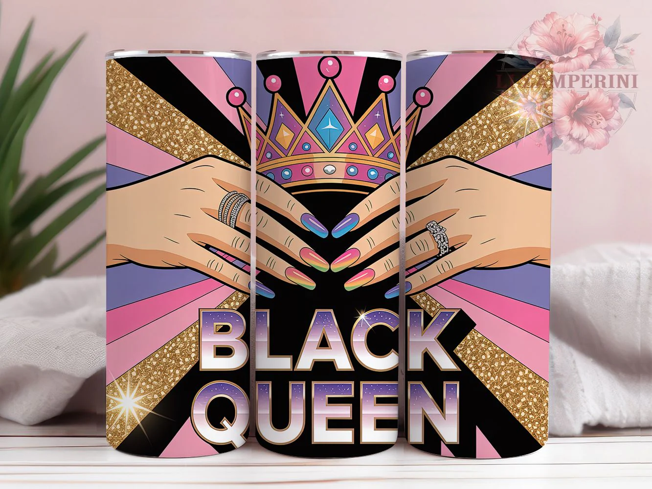 Black Queen Afrocentric Empowerment Tumbler Wrap, Afrocentric Theme, Melanin Pride, Empowerment Style, Bold Wrap, Cultural Design, Sublimation Design