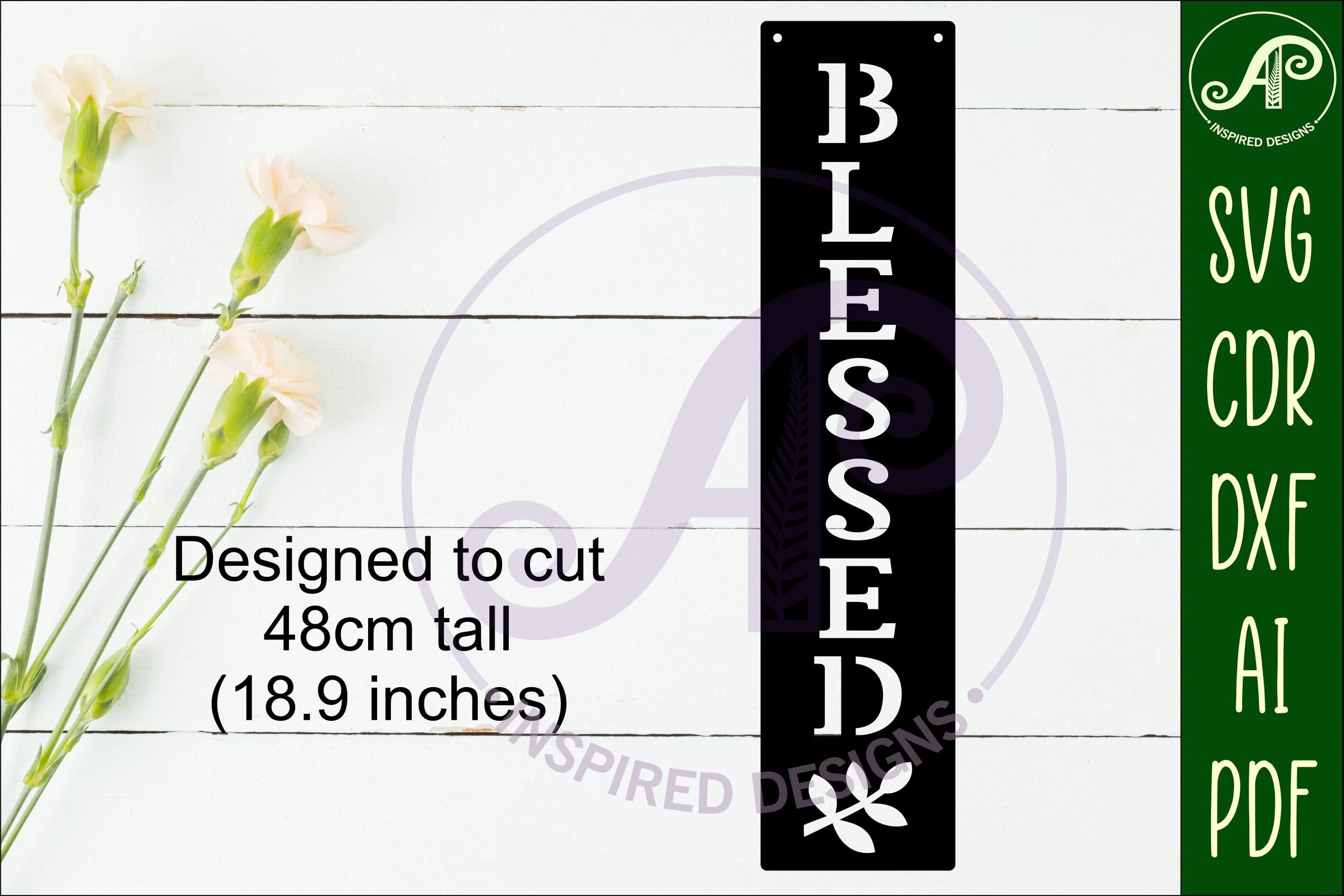 Blessed Word wall art sign, SVG file - Image 3