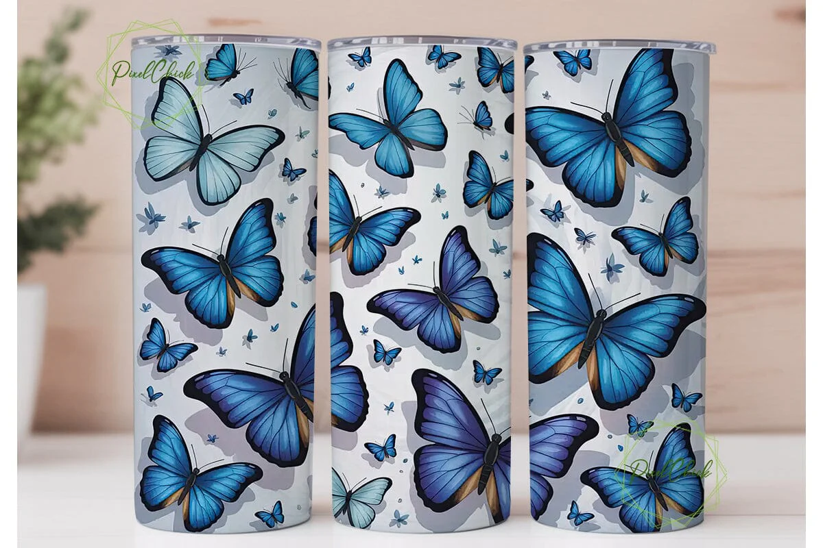 Blue Butterfly Tumbler Wrap - Image 2