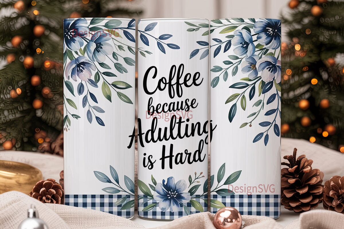 Blue Floral Coffee Tumbler Wrap - Image 2